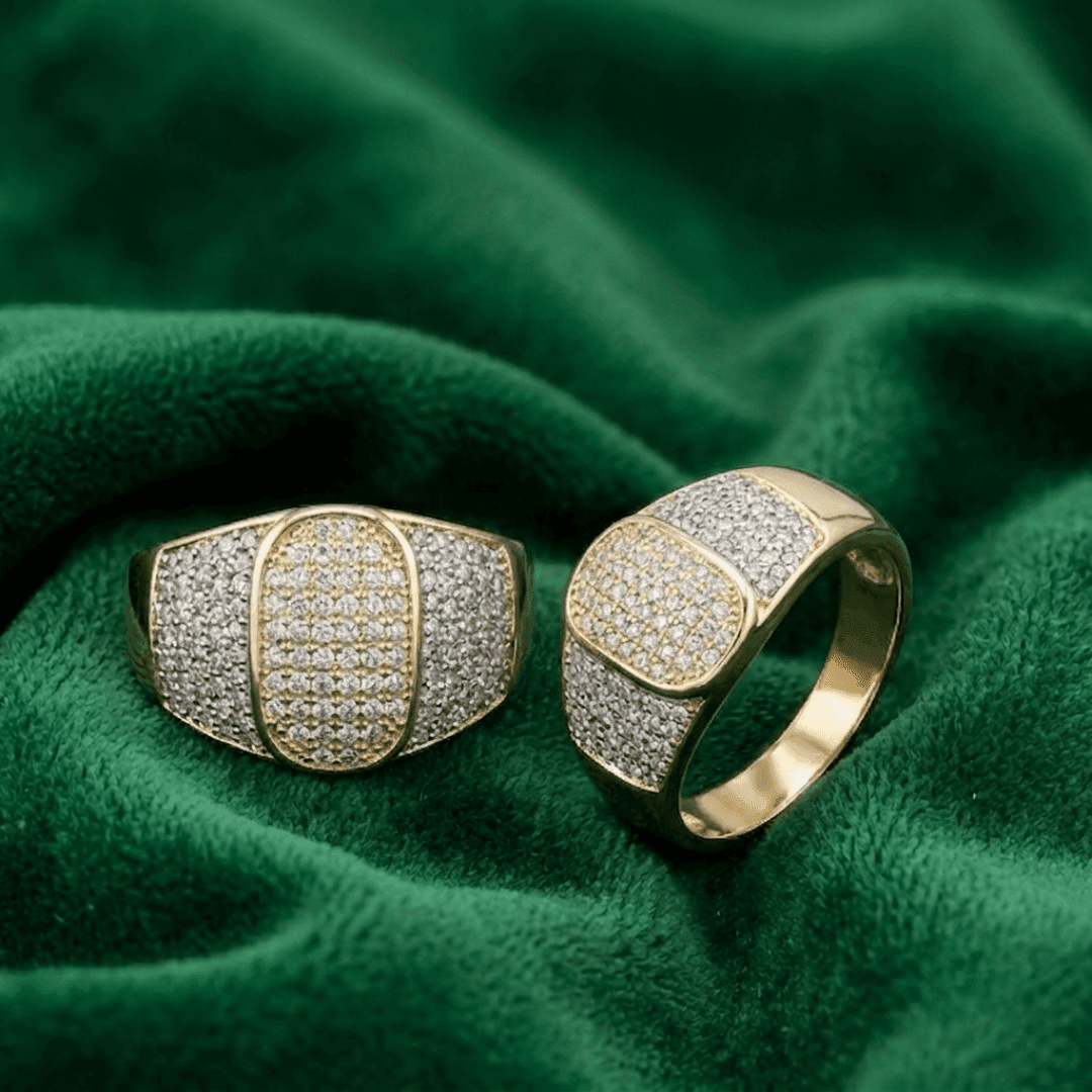 Emerald Crown Signet Gold Plated Ring - view 1