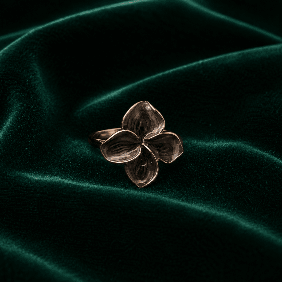 Smoky Grey Petal Gold Plated Ring - view 2