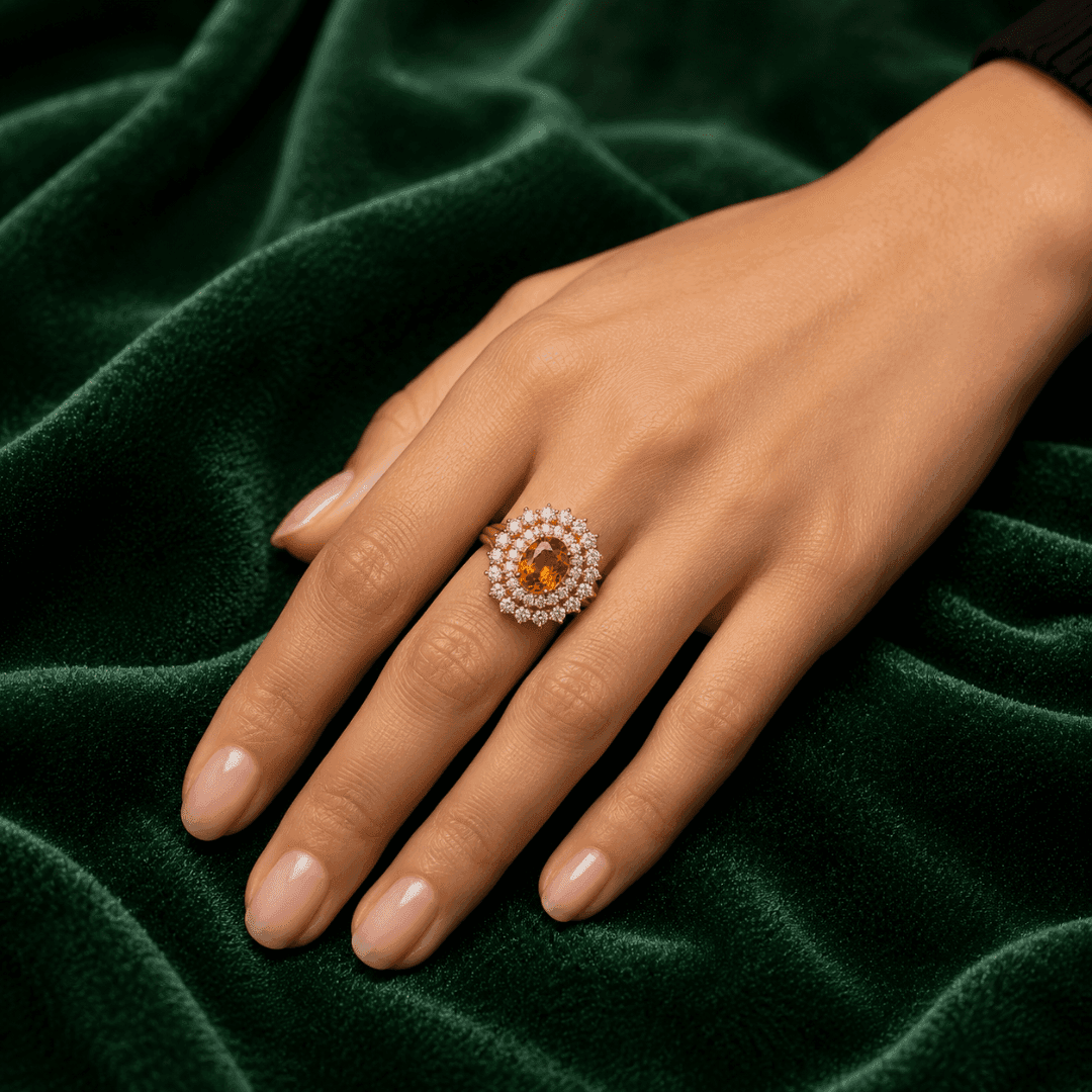Amber Glow Gold Plated Ring - view 2