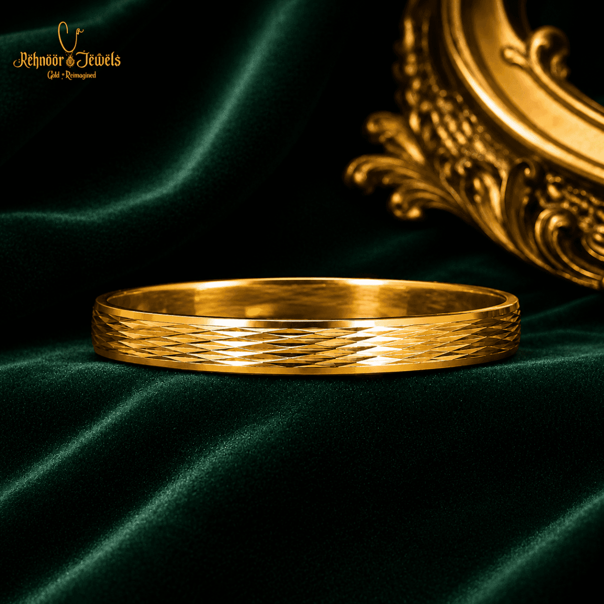 Siena Diamond-Etched Gold Plated Kada - view 1