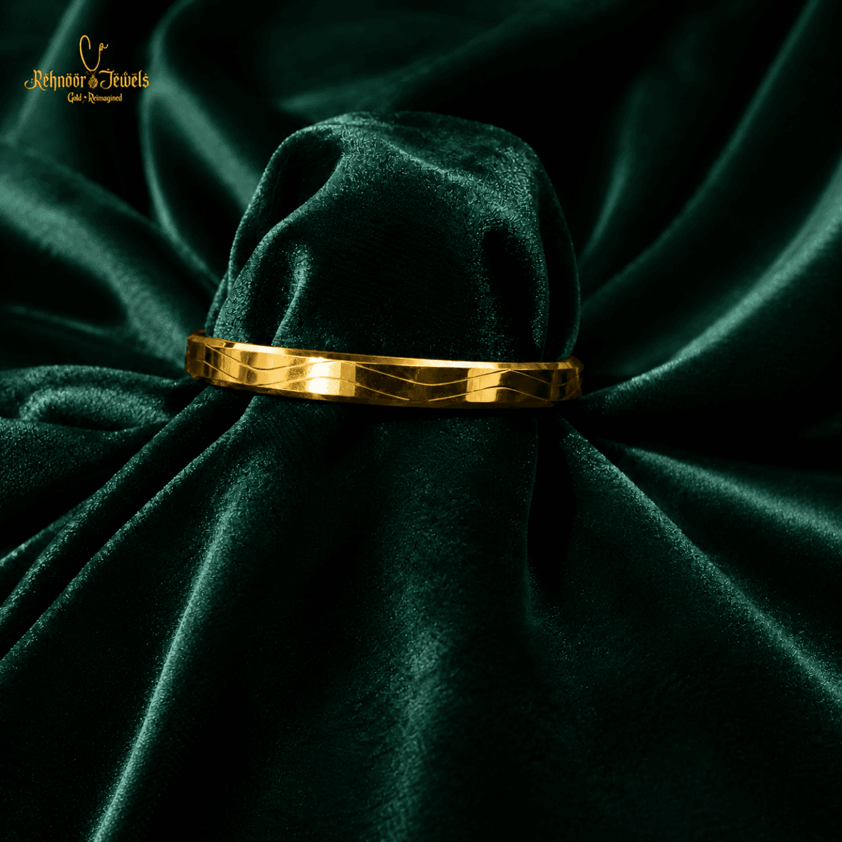 Navira Minimalist Liquid Wave Gold Plated Kada - view 1