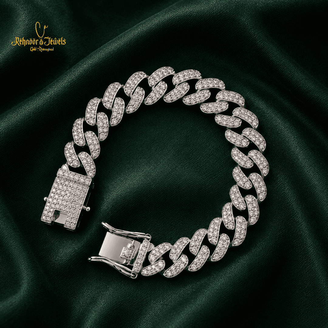 Iced Out Link Silver Bracelet - view 1
