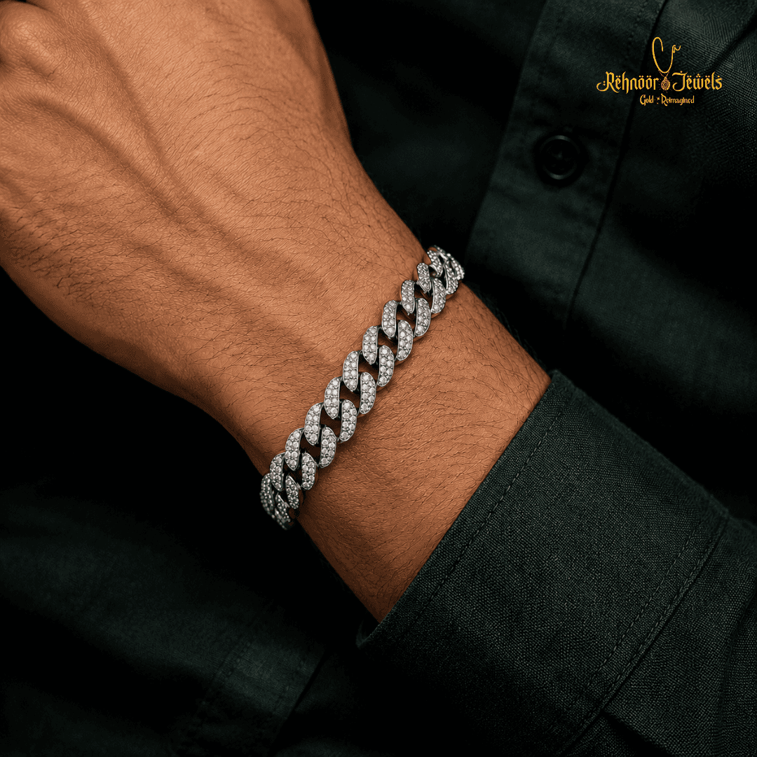 Iced Out Link Silver Bracelet - view 2