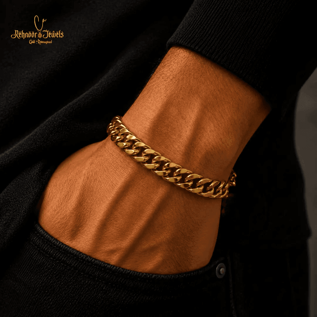 Classic Cuban Link Gold Plated Men's Bracelet - view 2