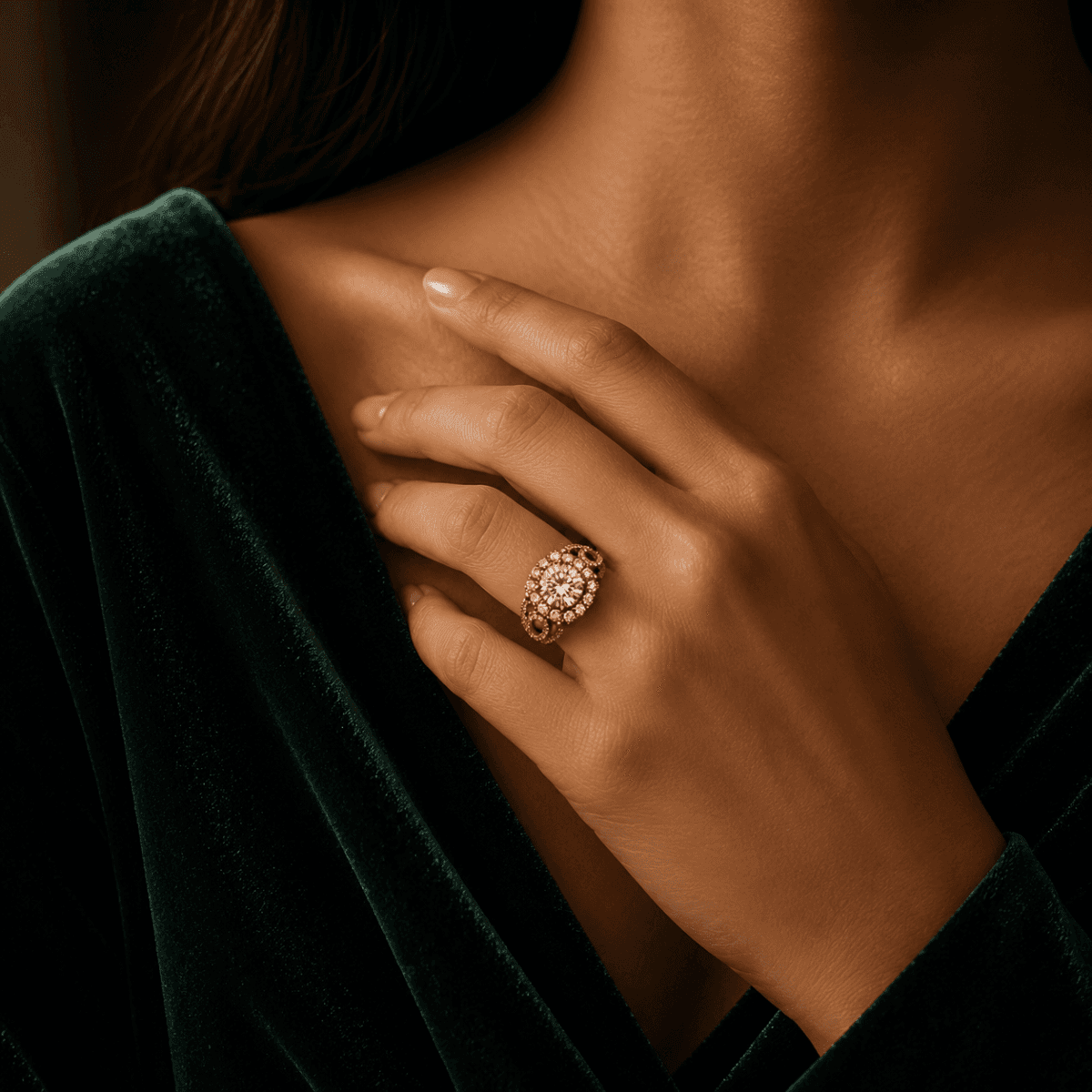 Amora Halo Ring Gold Plated Ring - view 2