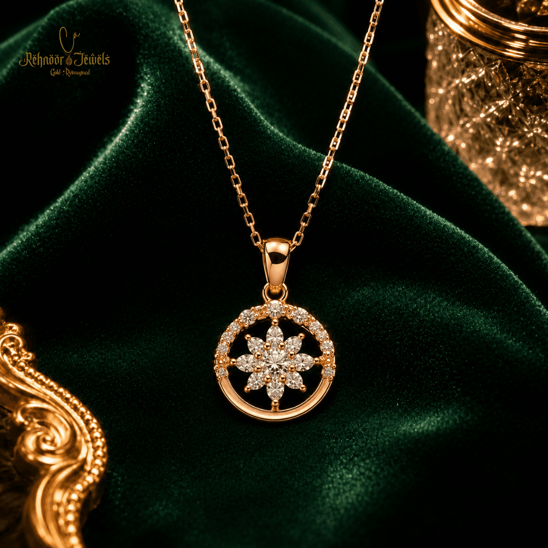 Floral Rose Gold Plated Pendant - view 1