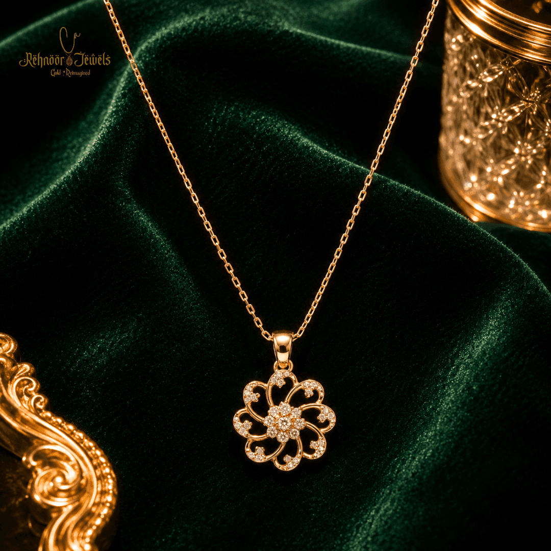 Floral Charm Rose Gold Plated Pendant - view 1