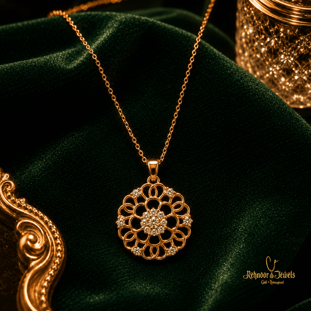 Bloom Flower Rose Gold Plated Pendant - view 1
