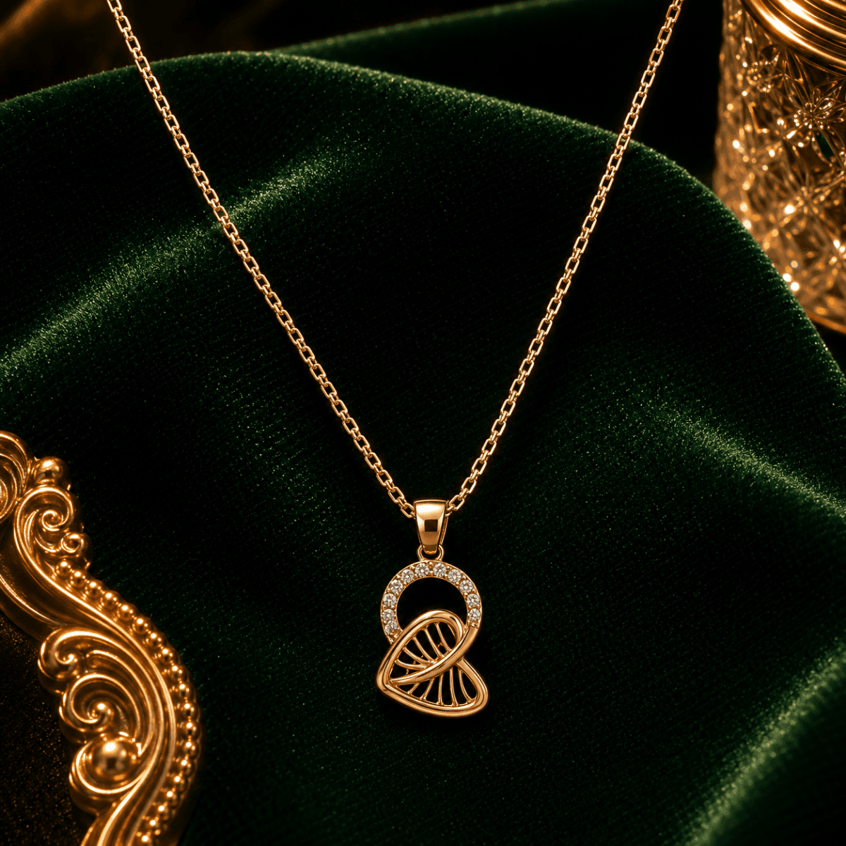 Abstract Heart Rose Gold Pendant - view 1