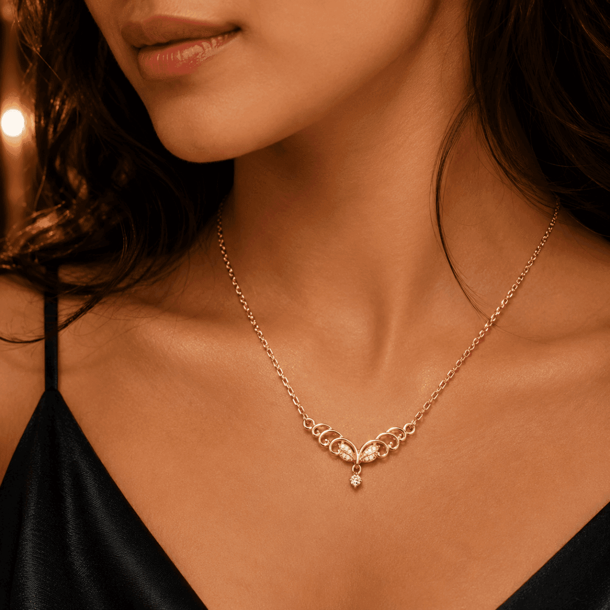 Tiara Wave Rose Gold Plated Pendant - view 2