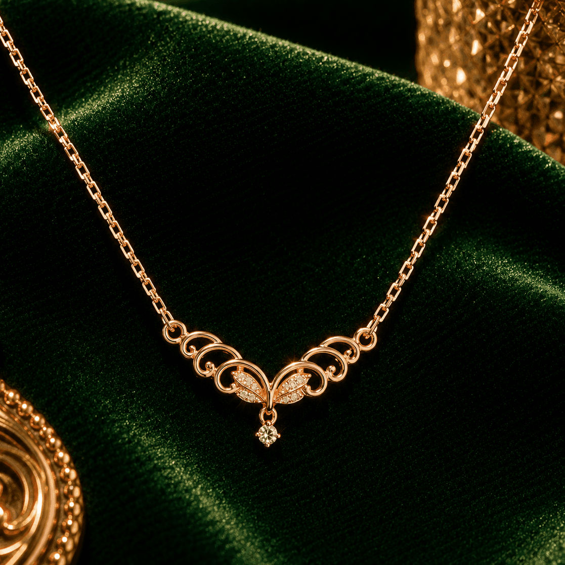 Tiara Wave Rose Gold Plated Pendant - view 2
