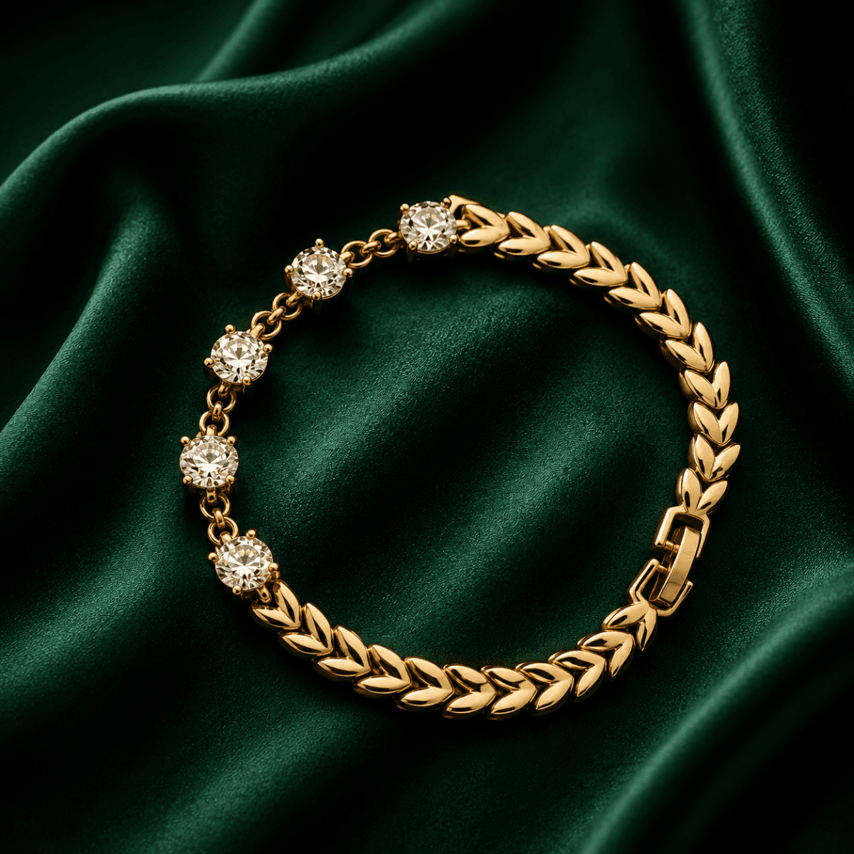 Laurel Leaf Gold Plated Bracelet - view 1