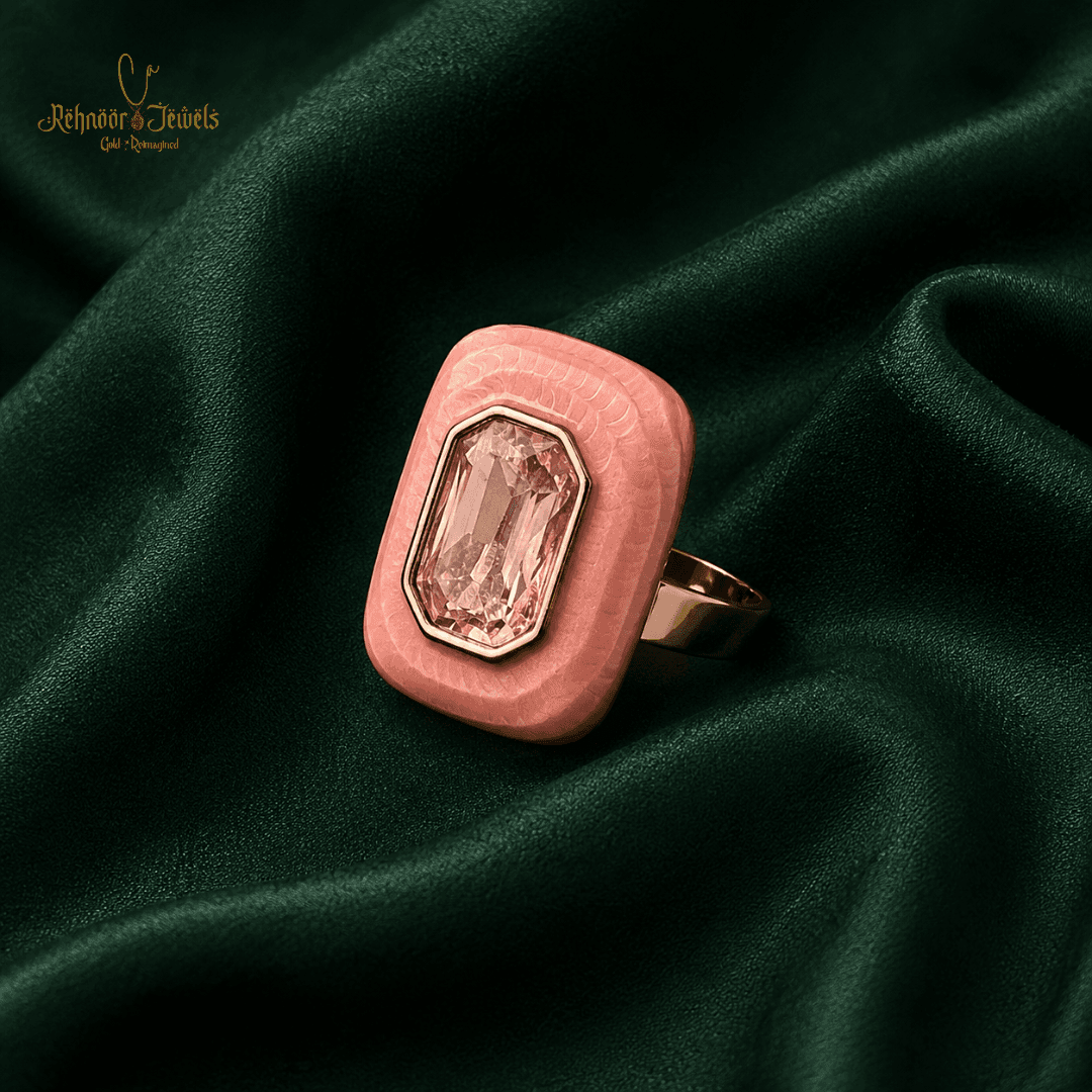 Morganite Gold Plated Cocktail Ring - view 2