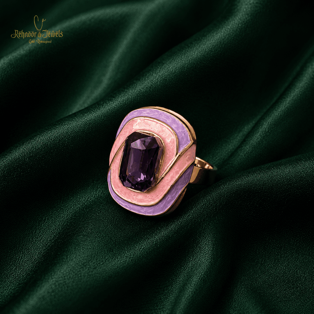 Amethyst Gold Plated Cocktail Ring - view 2