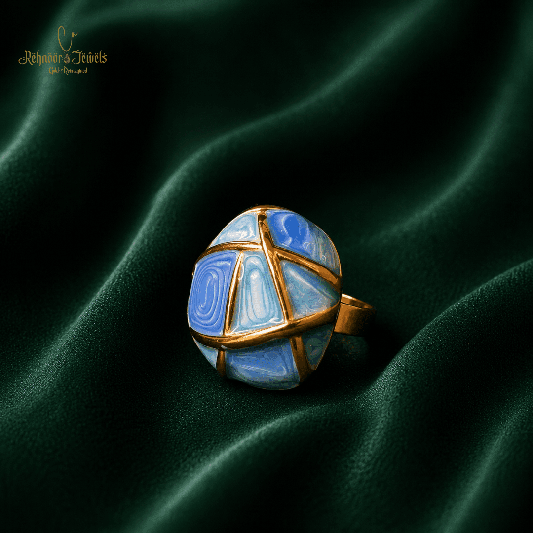 Indigo Globe Gold Plated Cocktail Ring - view 2