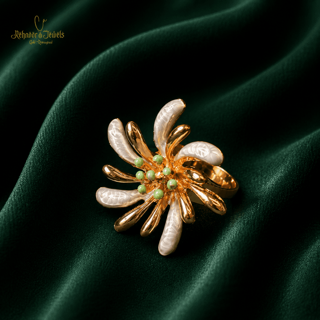 Blooming Floral Statement Gold Plated Ring - view 1