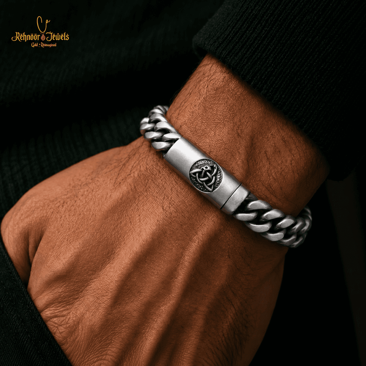 Triquetra Link Matte Silver Bracelet - view 2