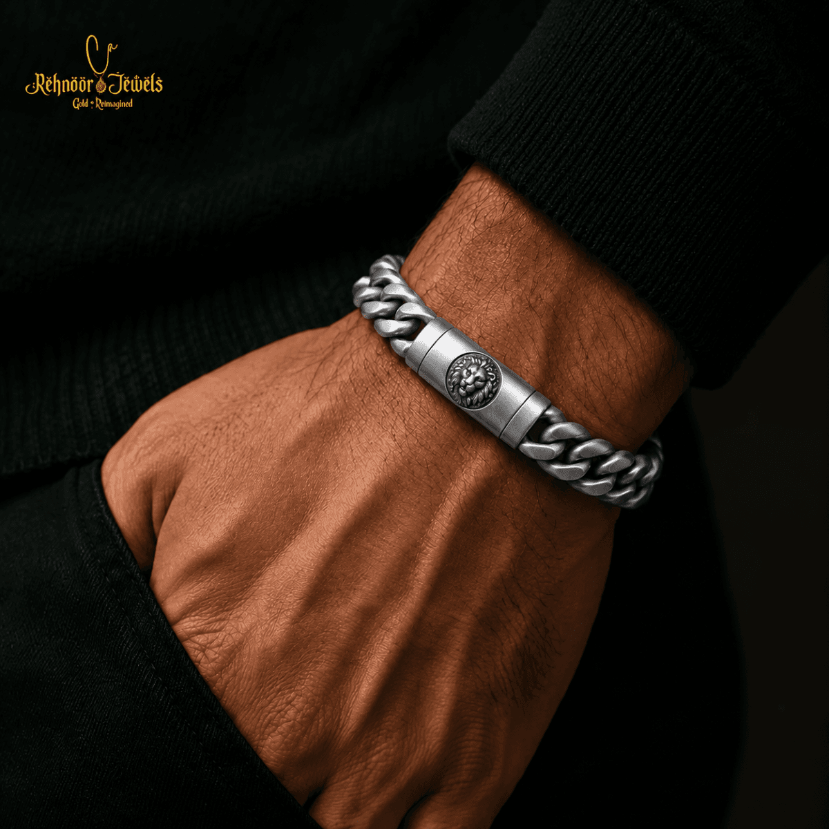 Lioncrest Link Matte Silver Bracelet - view 2