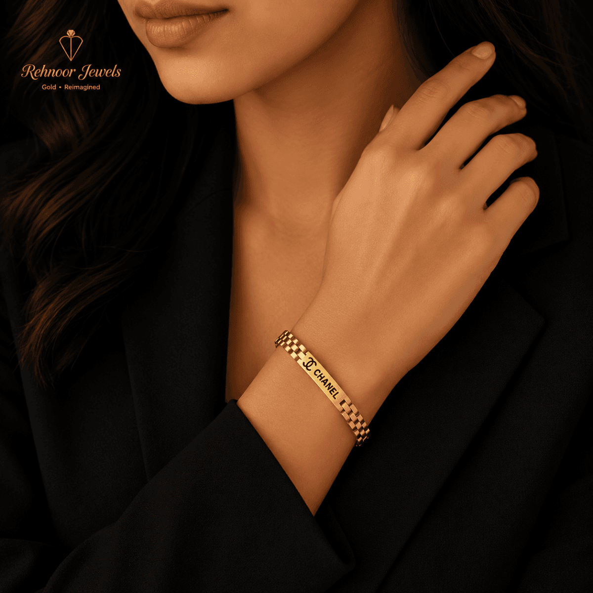 Luxe Bar Link Gold Plated Bracelet - view 2