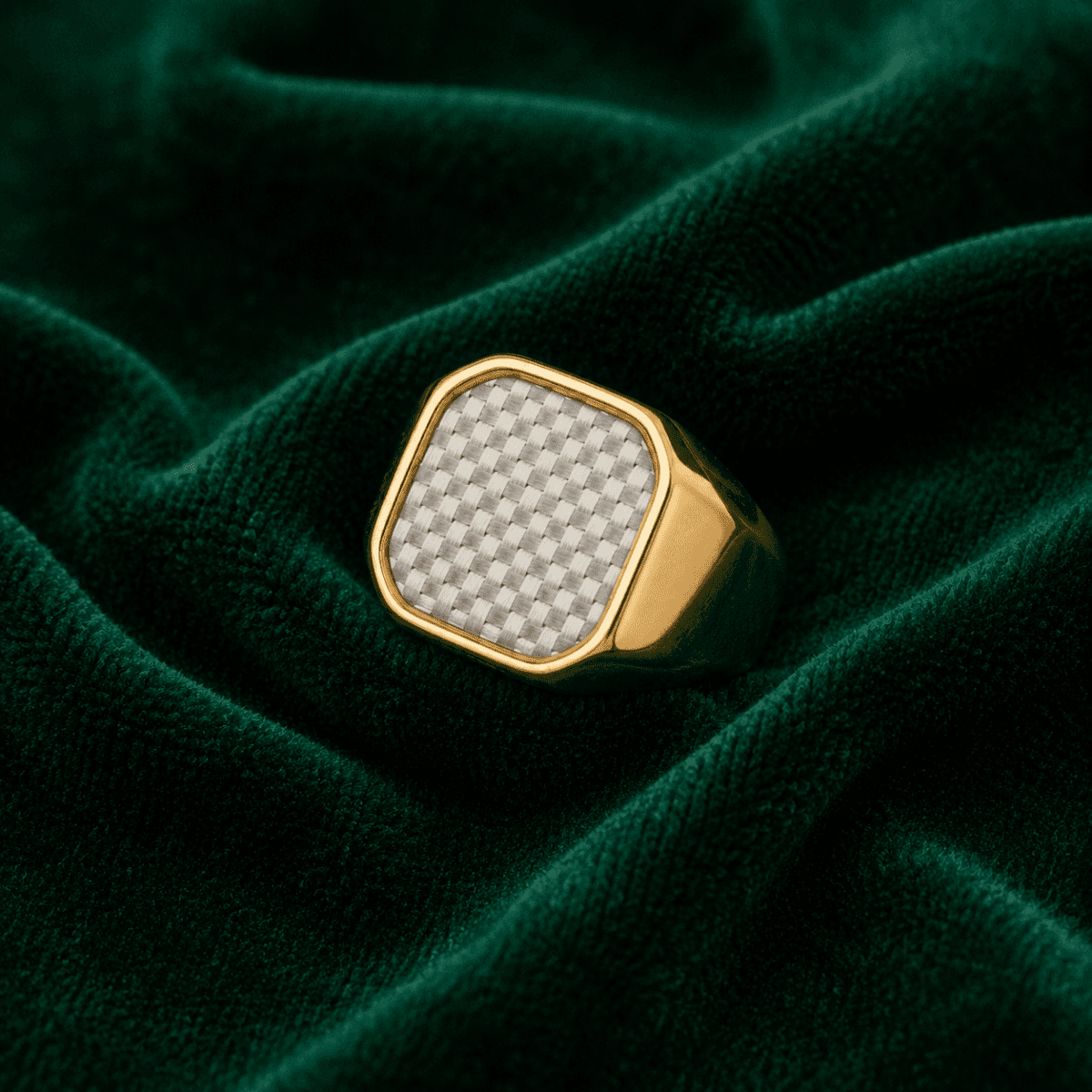 The Matrix Grid Gold Plated Signet Ring - view 2