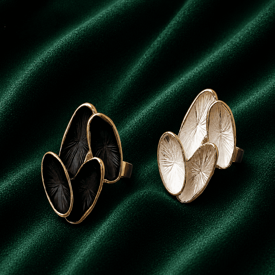 Monochrome Lotus Petal Cluster Ring - view 3