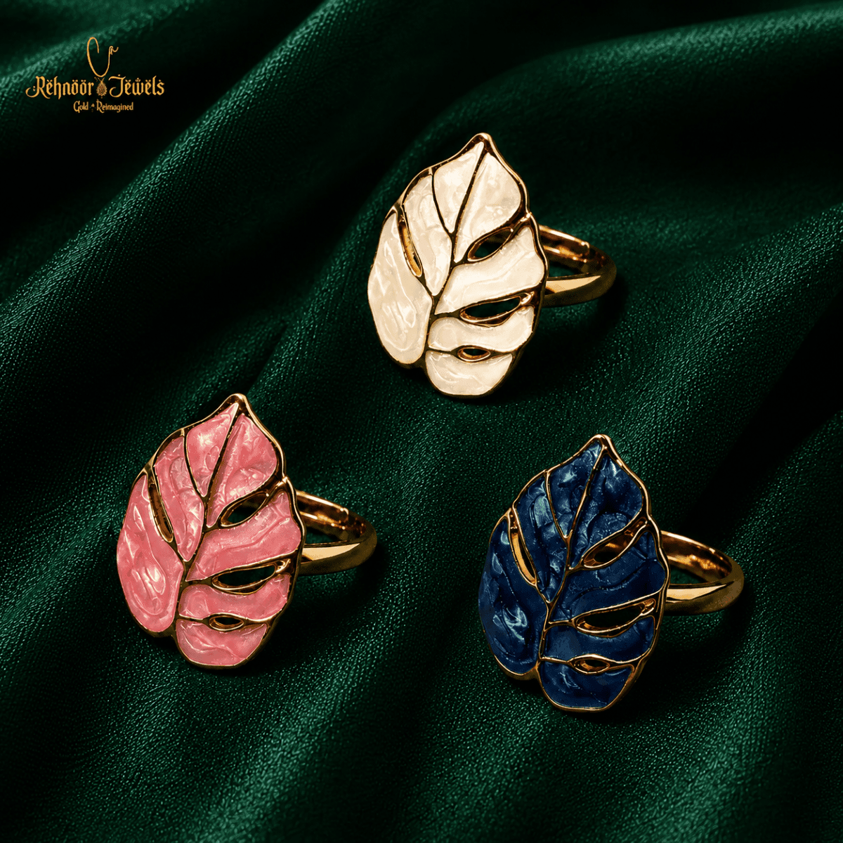 Tropical Leaf Gold-Plated Ring - view 4