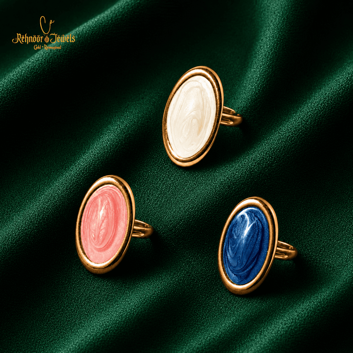 Marbled Oval Statement Gold Plated Ring - view 2
