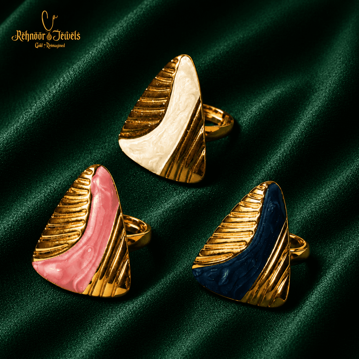 Dual-Tone Triangle Gold-Plated Ring - view 2