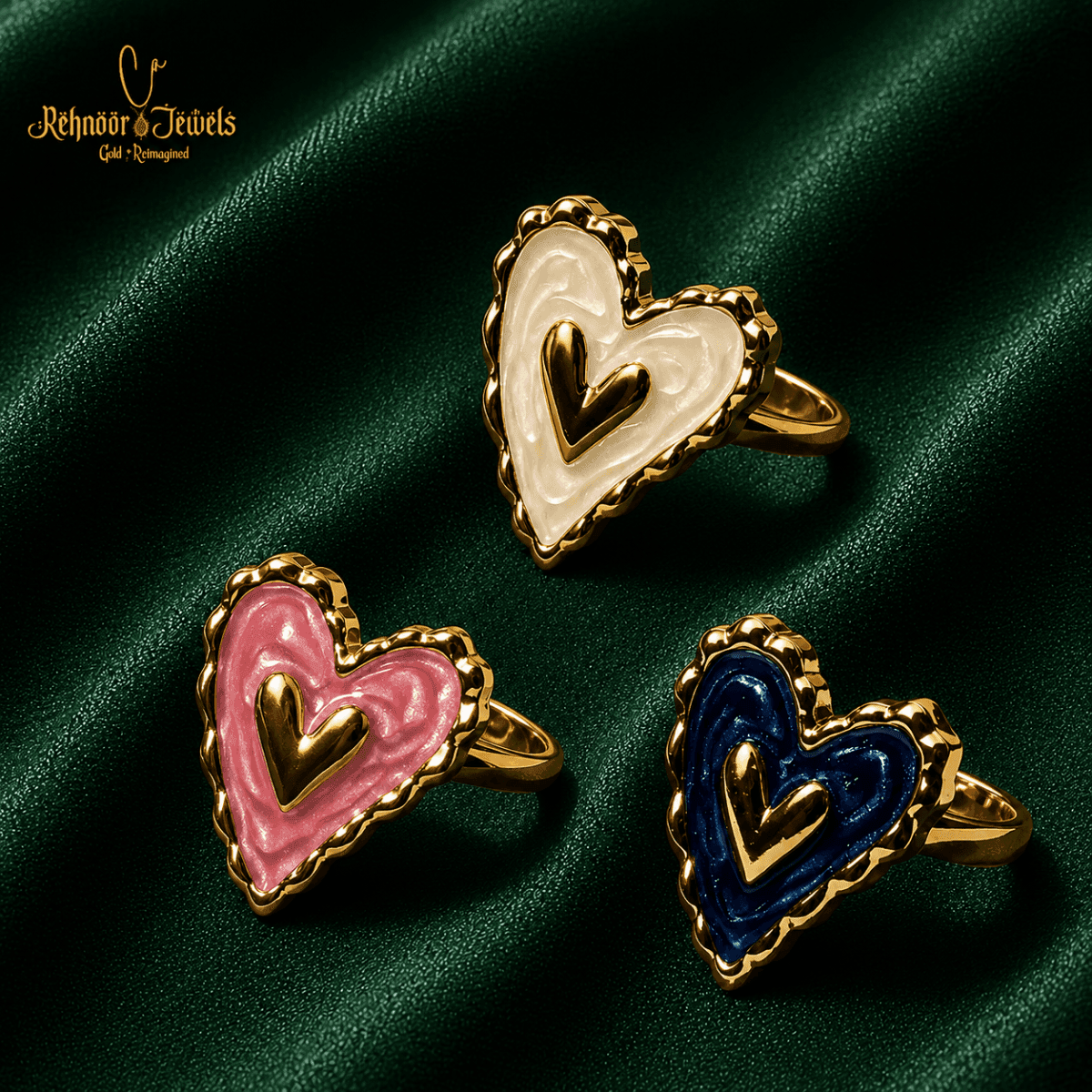 Textured Heart Gold Plated Ring - view 2