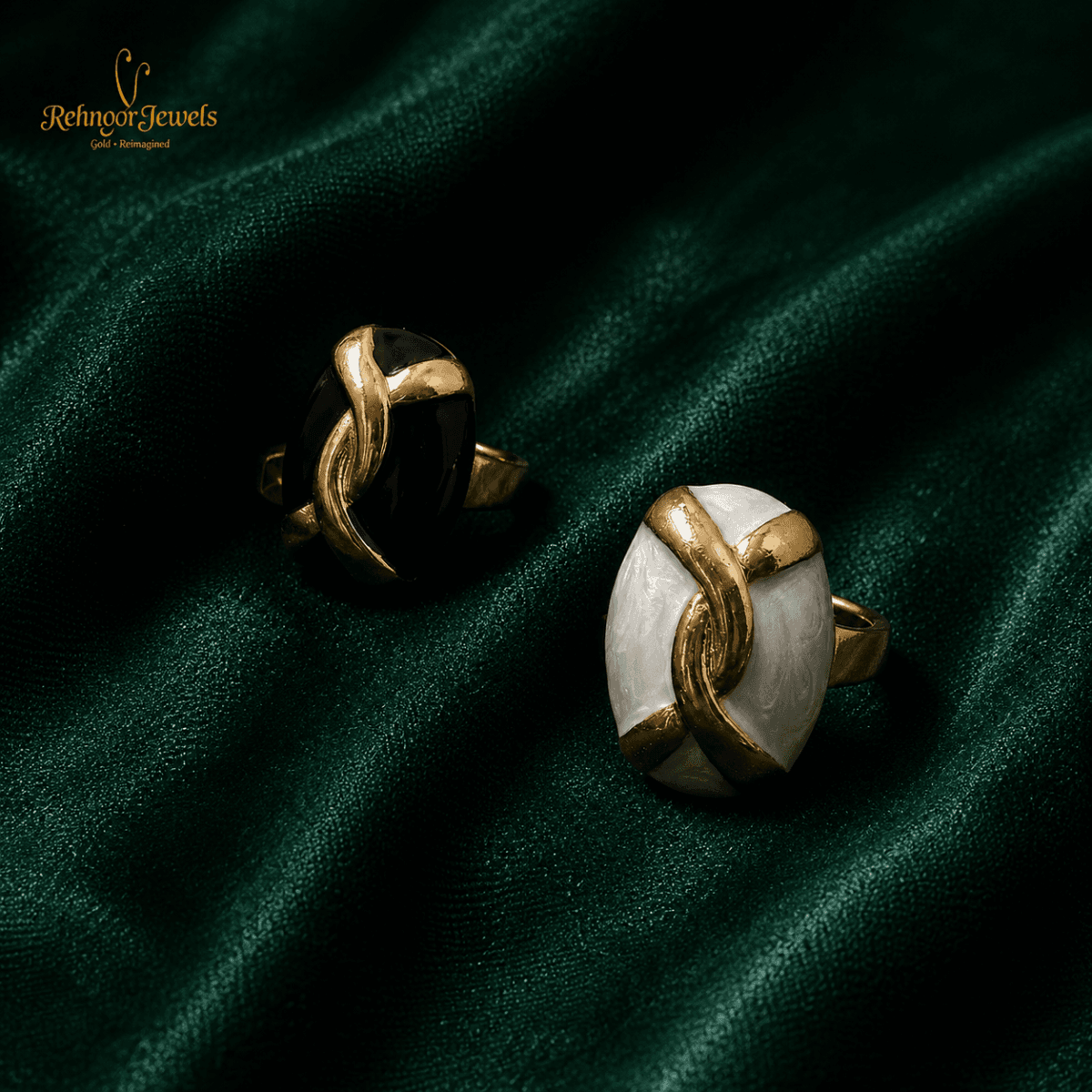 Monochrome Criss-Cross Oval Cocktail Ring - view 2
