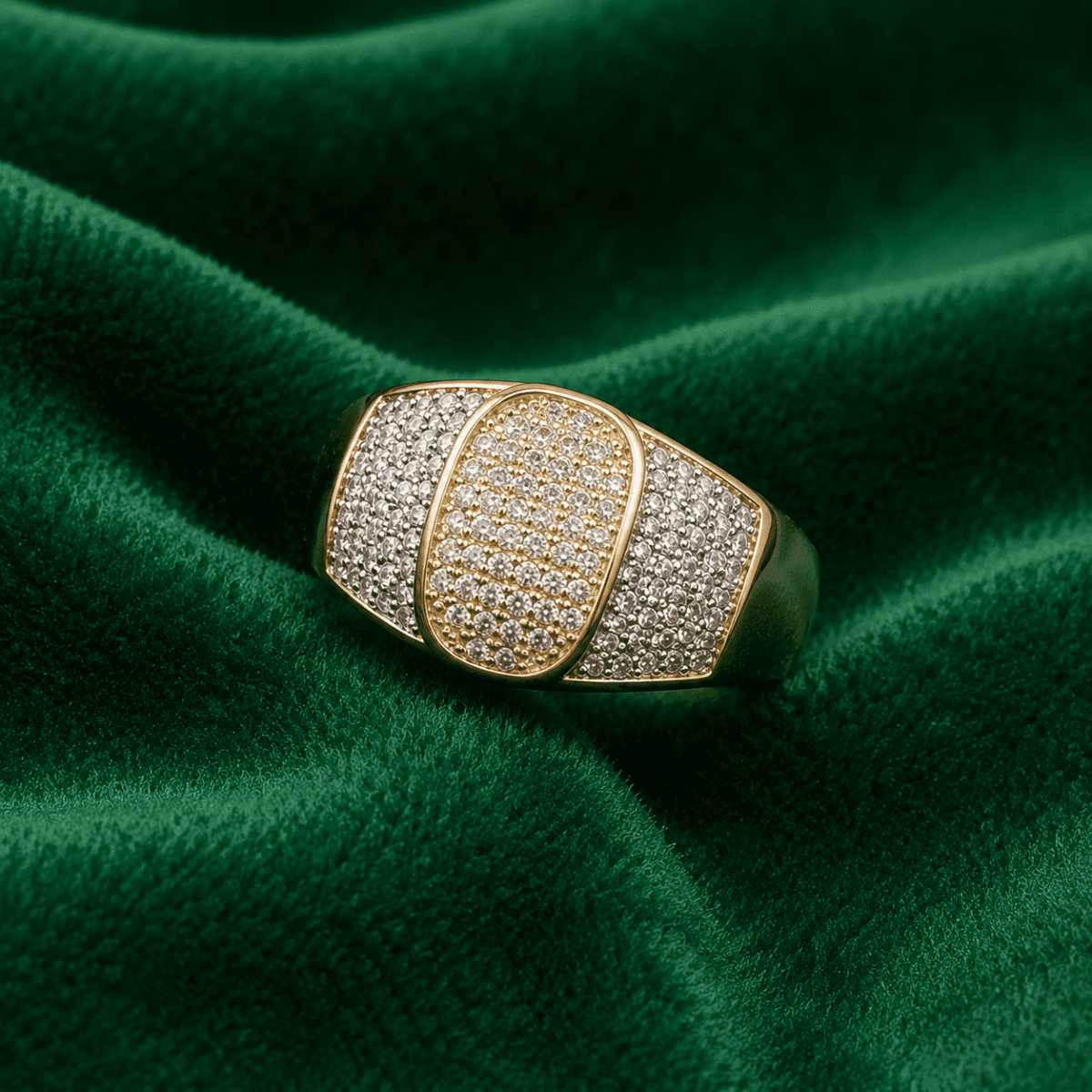 Emerald Crown Signet Gold Plated Ring - view 2