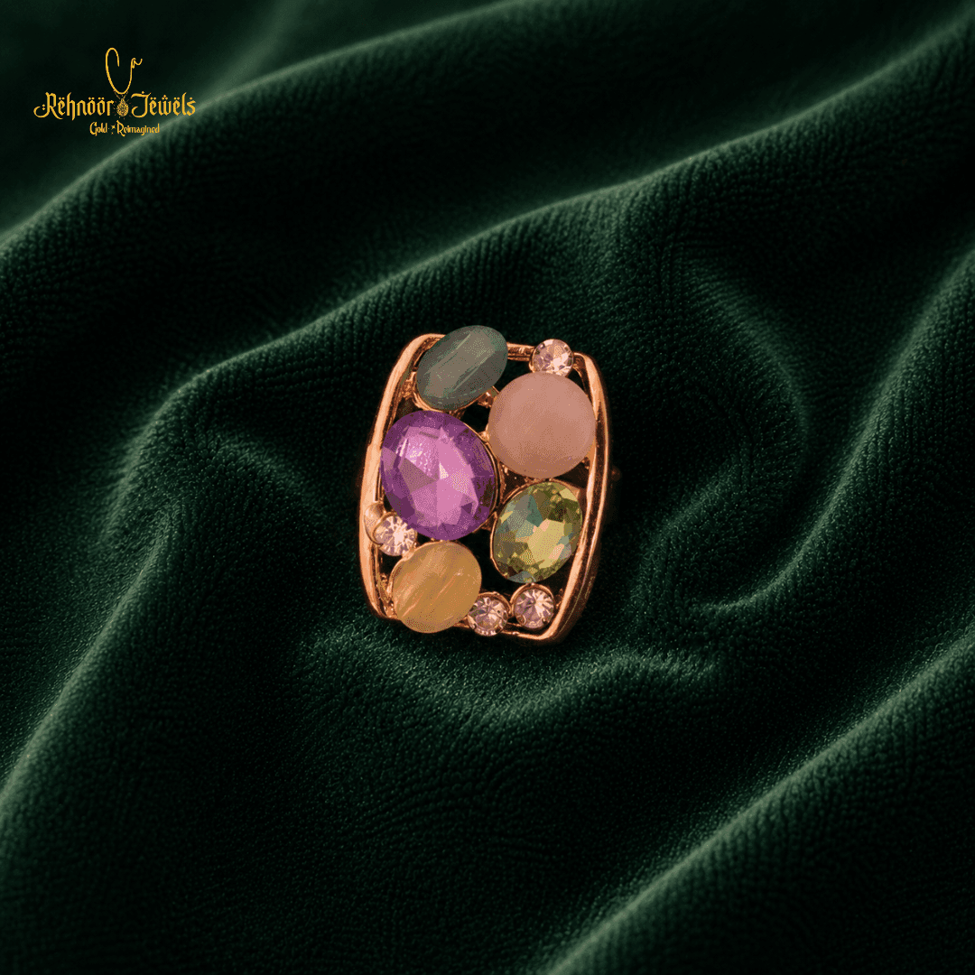 Multi-Stone Statement Gold Plated Ring - view 2