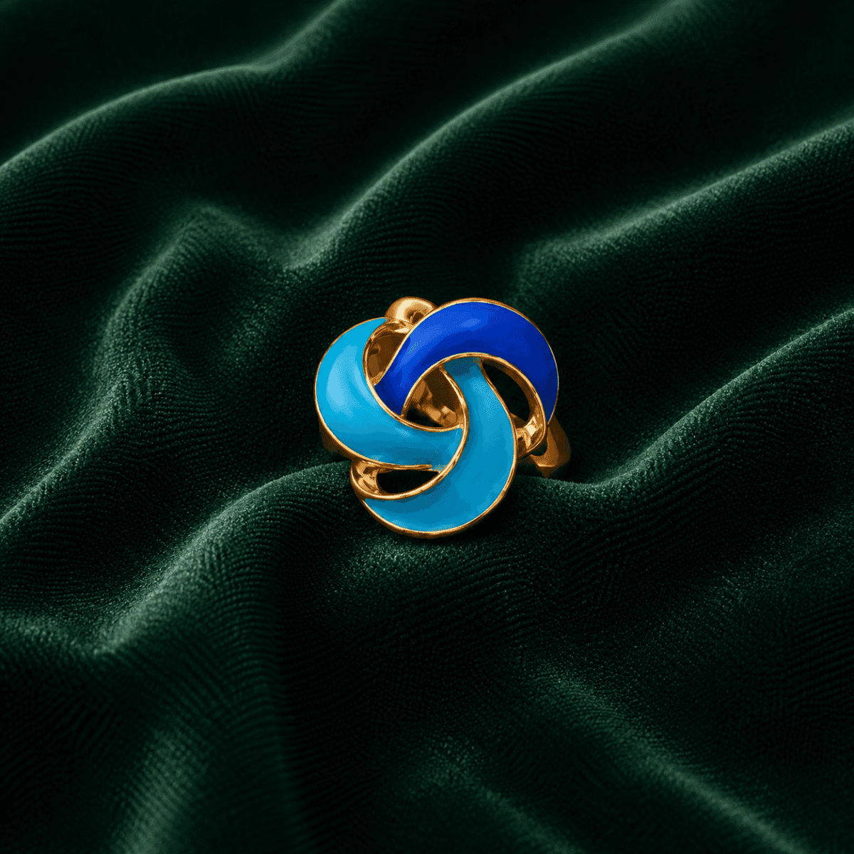 Ocean Wave Cocktail Gold Plated Ring - view 2