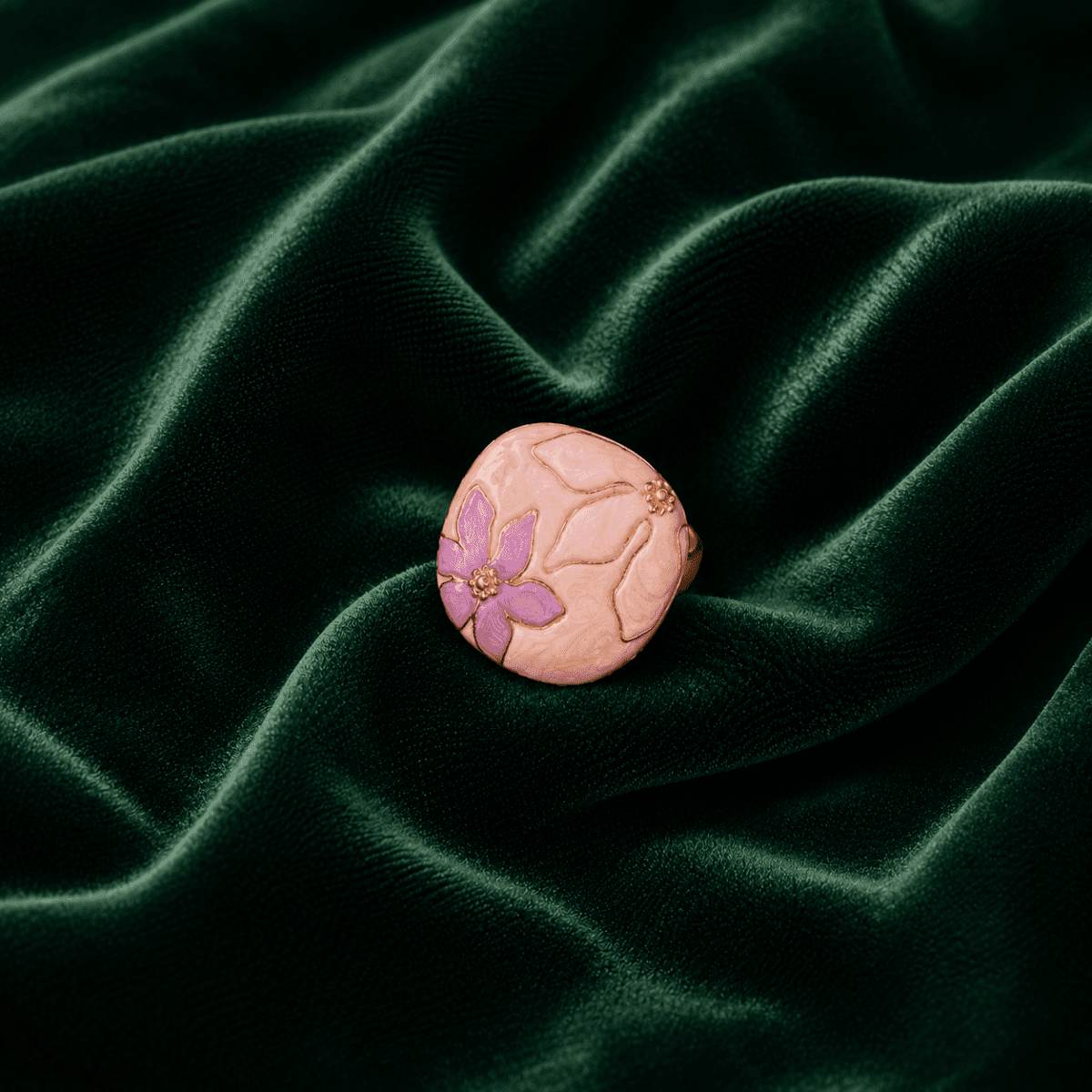 Blush Dome Lavender Floral Gold Plated Ring - view 2