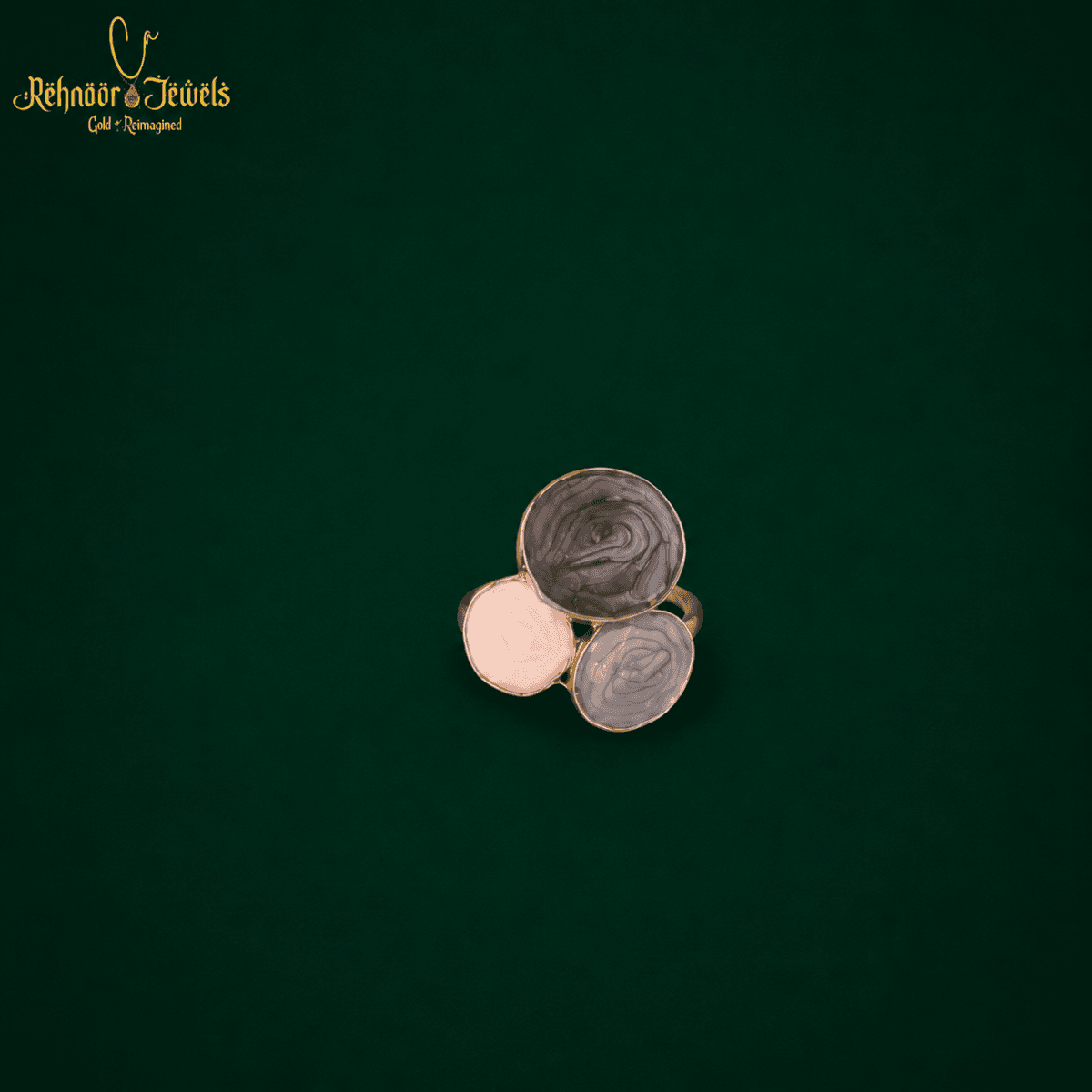 Tri-Tone Cocktail Gold Plated Ring - view 2