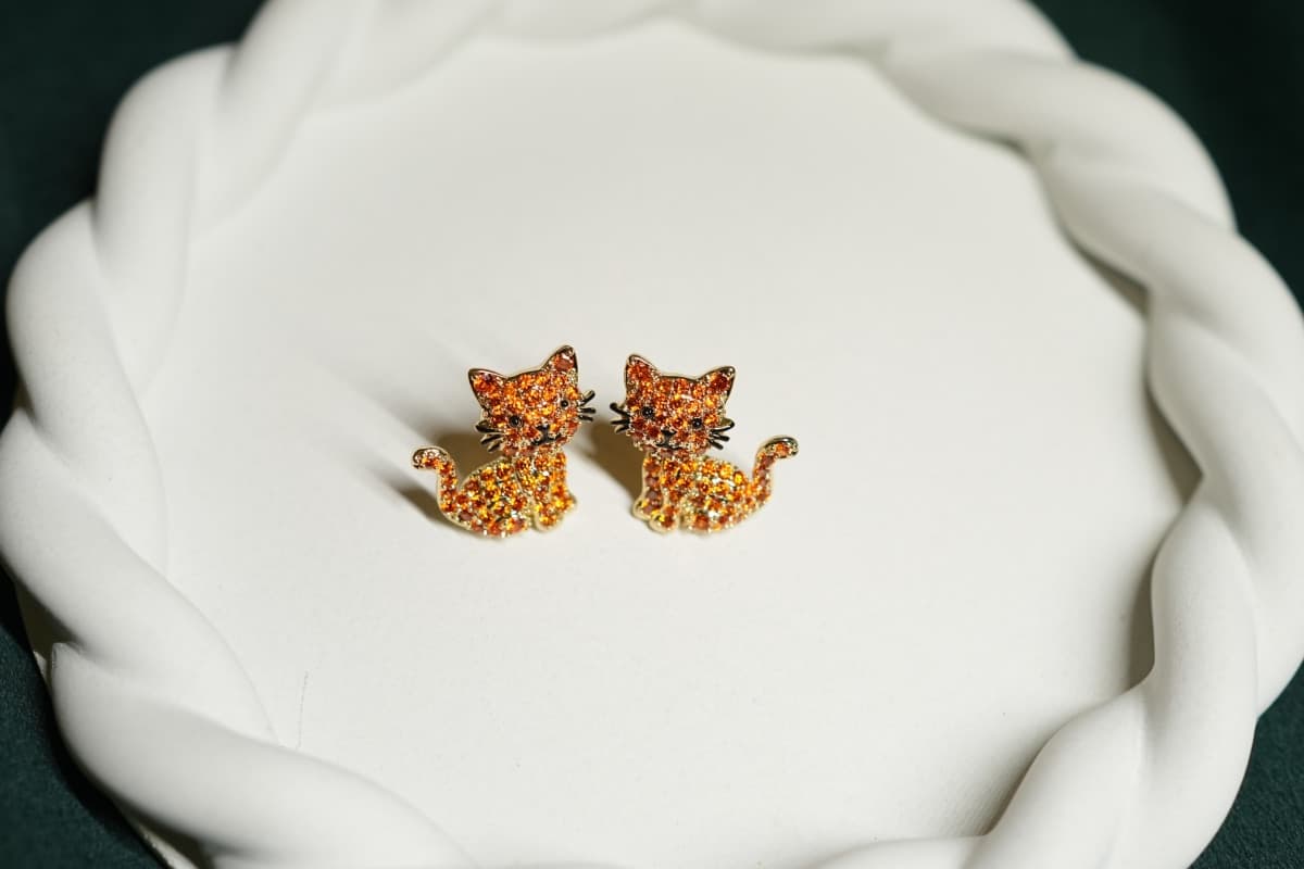 Amber Kitty Earrings - view 1