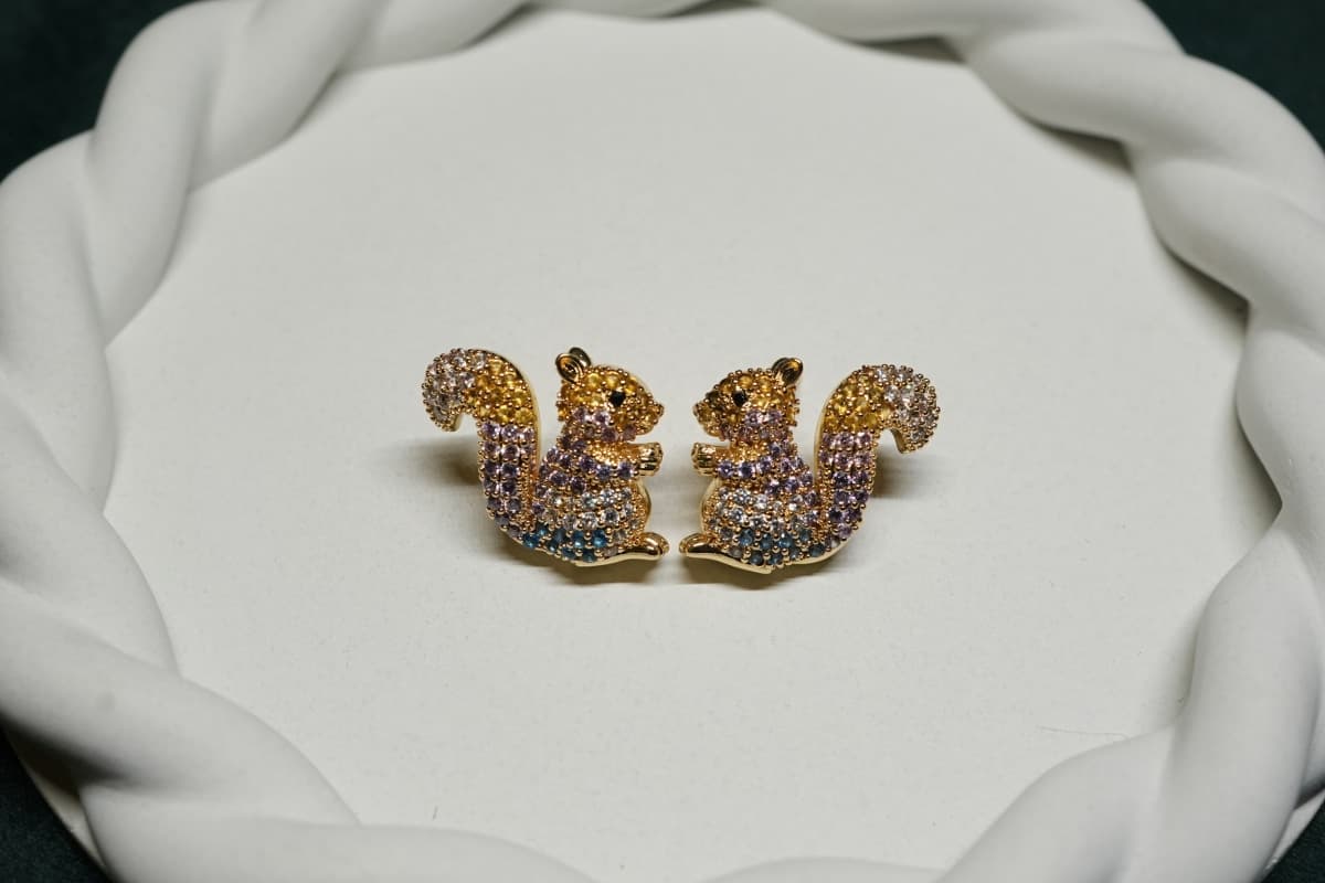 Enchanted Squirrel Gemstone Earrings - view 1