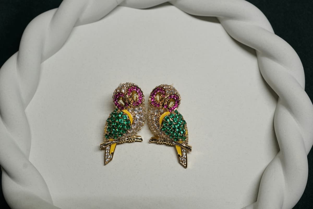 Ruby Lovebird Crystal Earrings - view 1