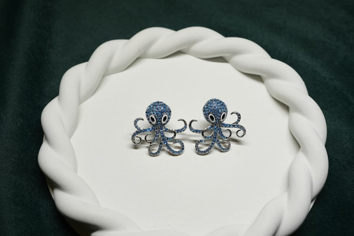 Sapphire Octopus Sparkle Earrings - view 1