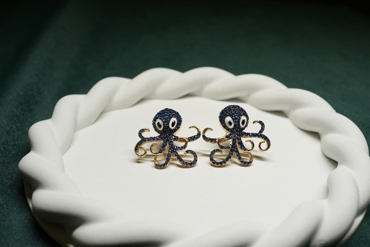 Sapphire Octopus Sparkle Earrings - view 3