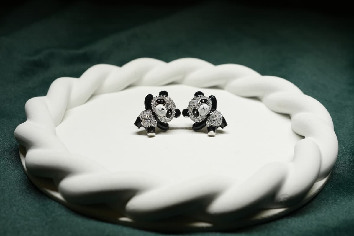 Panda Crystal Charm Earrings - view 1