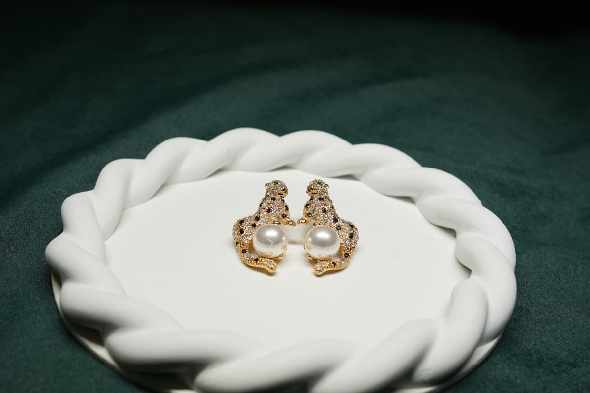 Pearl Prowl Panther Earrings - view 1