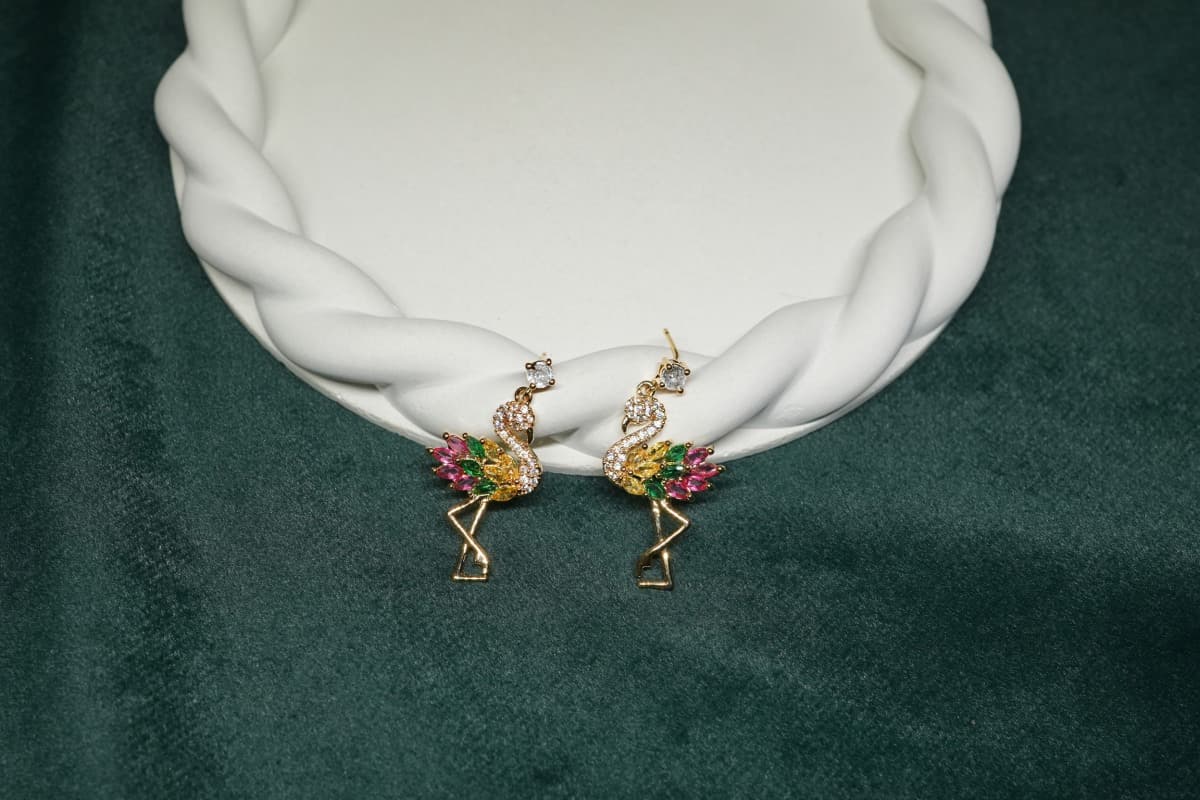 Floral Flamingo Elegance Earrings - view 1