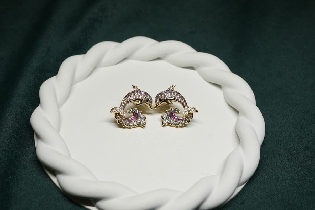 Ocean Kiss Dolphin Earrings - view 1