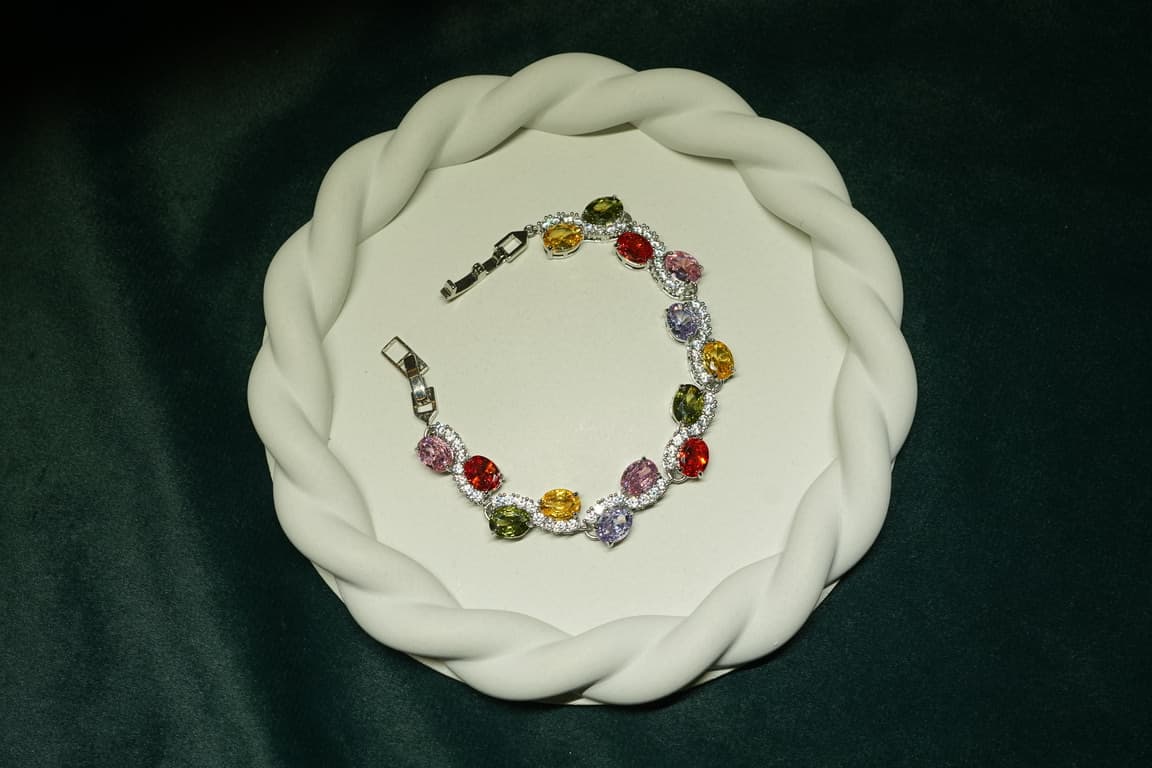 Rainbow Halo Tennis Bracelet - view 1