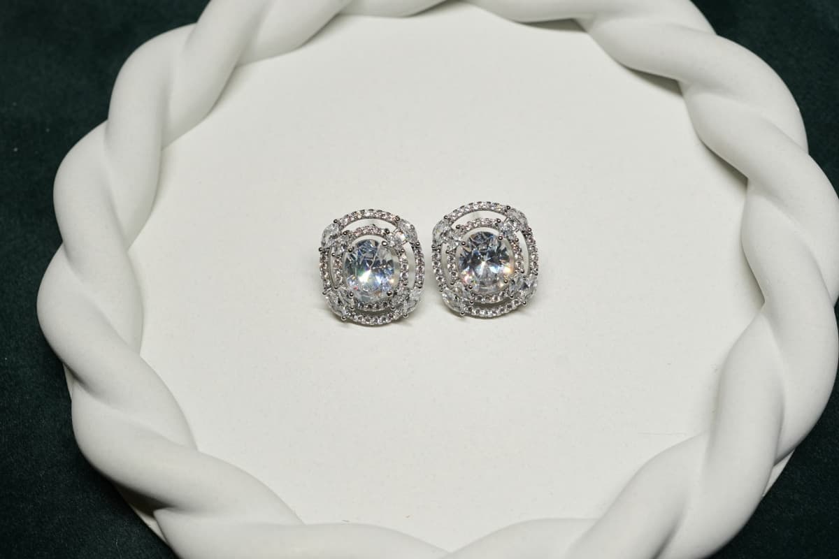 Élan Crystal Halo Stud Earrings - view 2