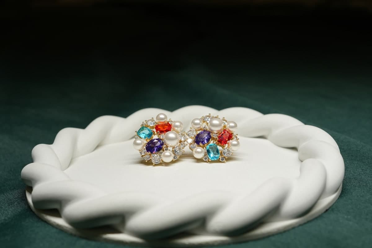 Élan Pearl & Gemstone Studs - view 1