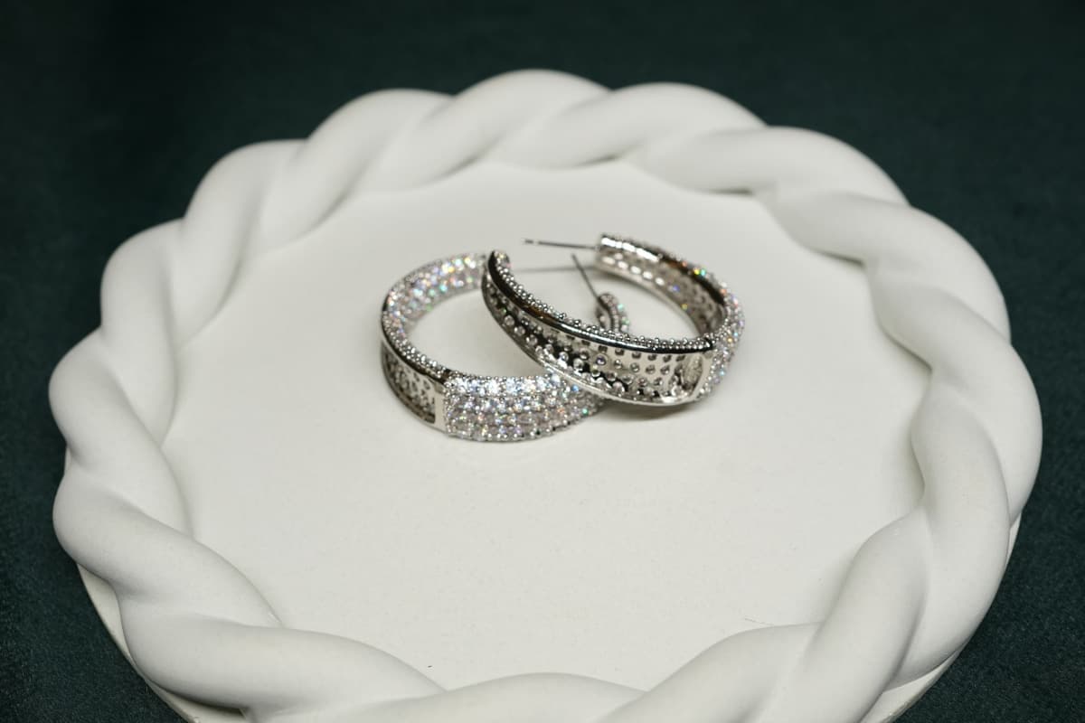 Celestia Pavé Frame Hoops - view 2
