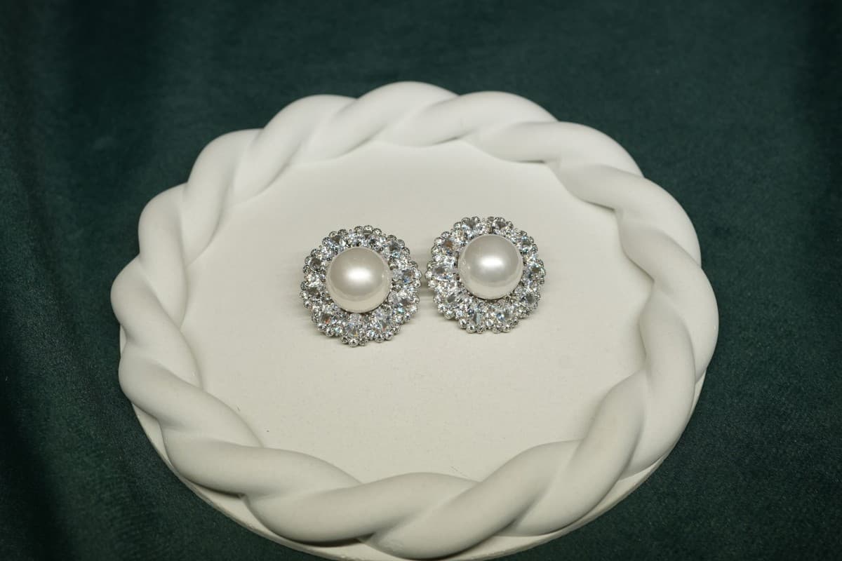 Lumière Pearl Halo Studs - view 1