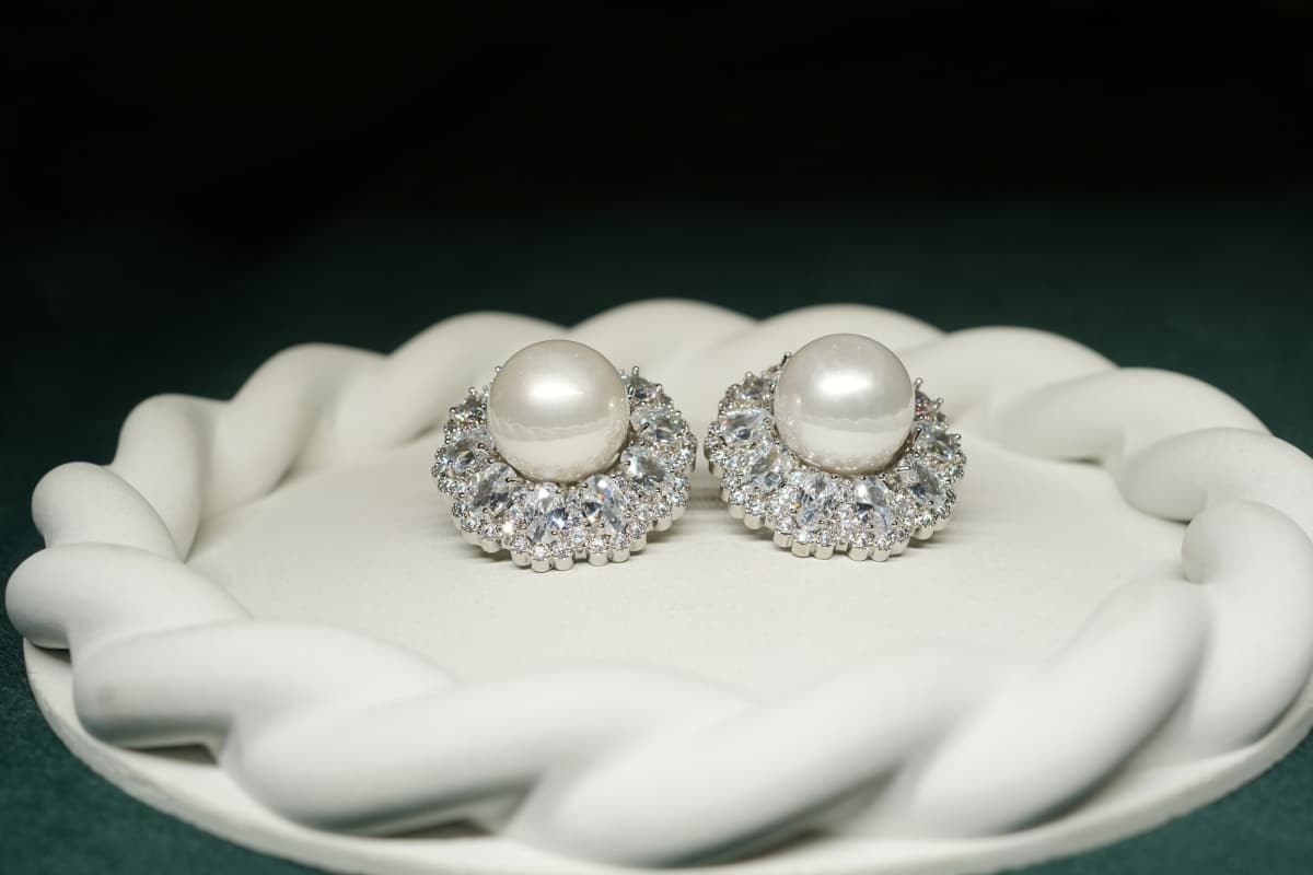 Lumière Pearl Halo Studs - view 2